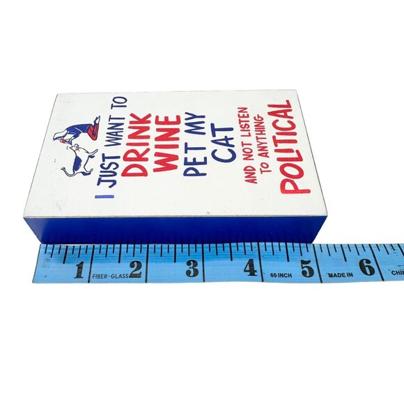 Patriotic Block Sign 5 x 3 x 1 Red White Blue Pet My Cat NWT - Picture 6 of 8